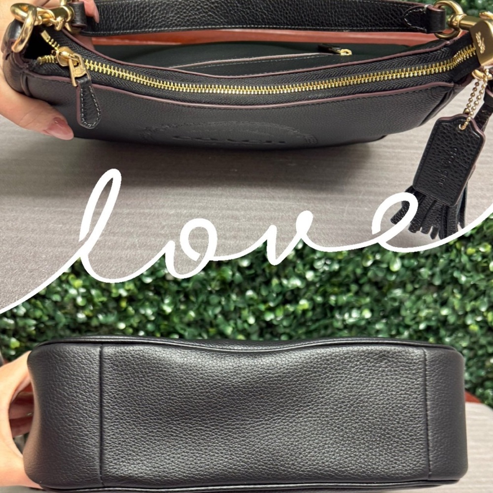 COACH Heritage Teri Hobo Black Pebbled Leather Shoulder Bag - Picture 9 of 11